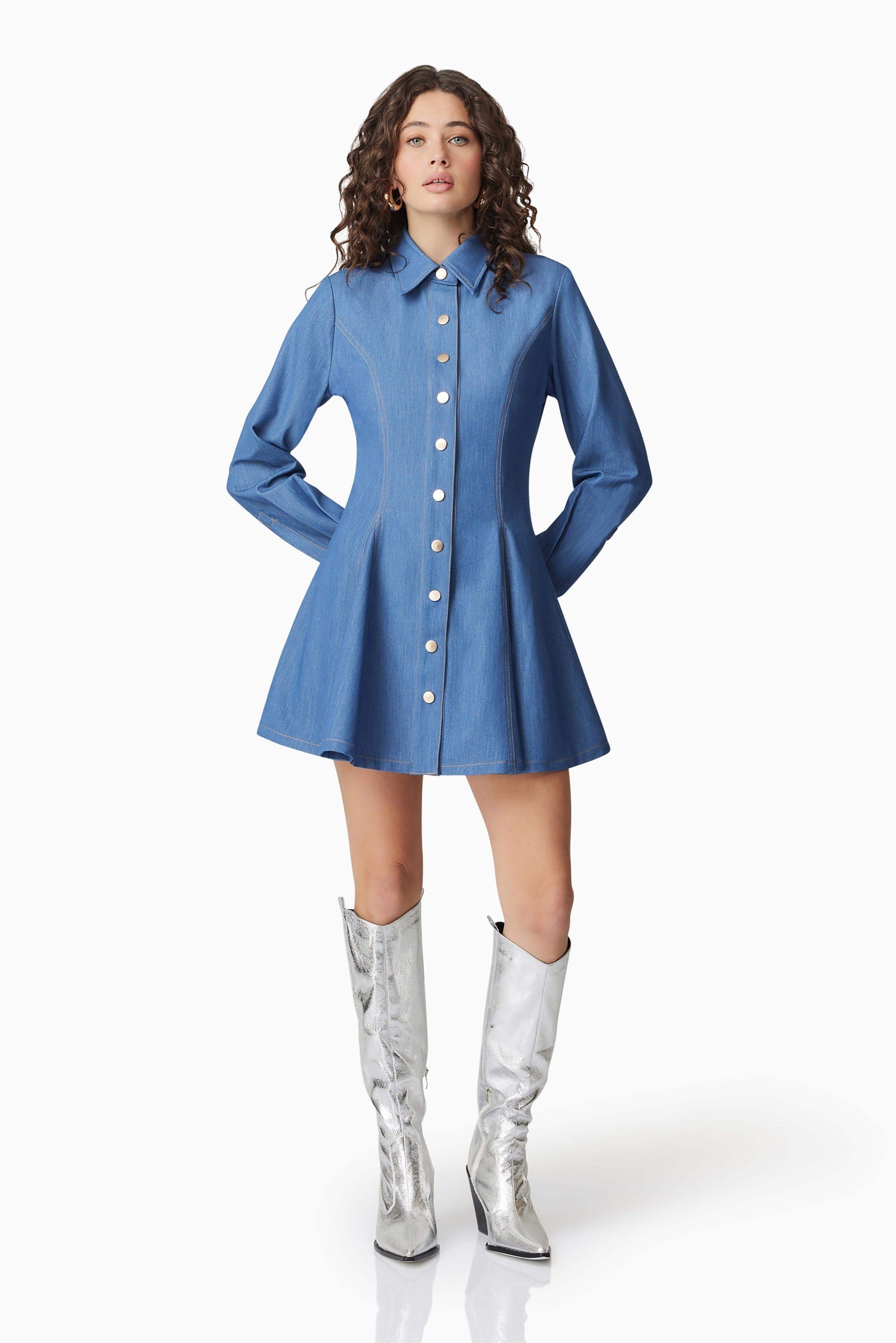 reformation stella denim mini dress Stella Denim Mini Dress