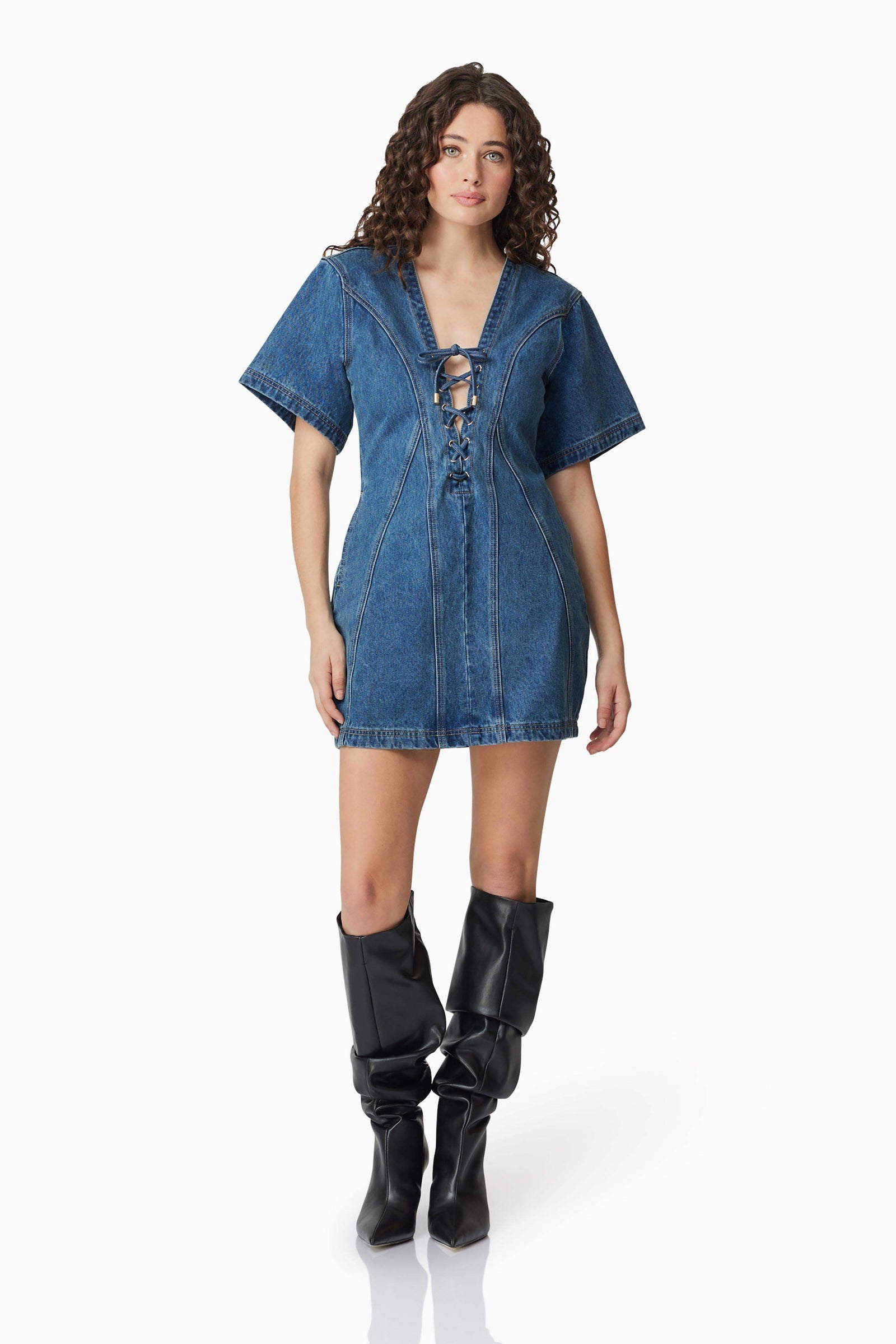 CURAAE Clara Denim Mini Dress – Elliatt