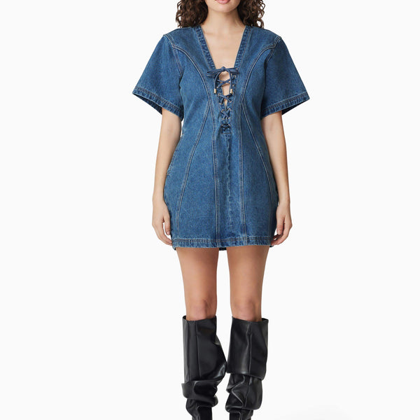 lawrence denim mini dress Denim Lost in Thought Mini Dress - Medium Wash, Large | Hazel and Olive