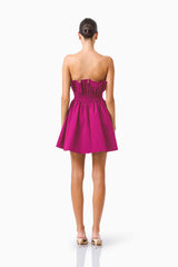 CURAAE Sabella Mini Dress in Magenta Pink with a back zipper back shot 