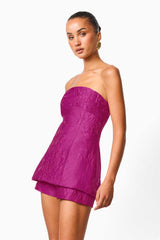 CURAAE Eiva Top & Shorts Set in Pink Magenta close up shot