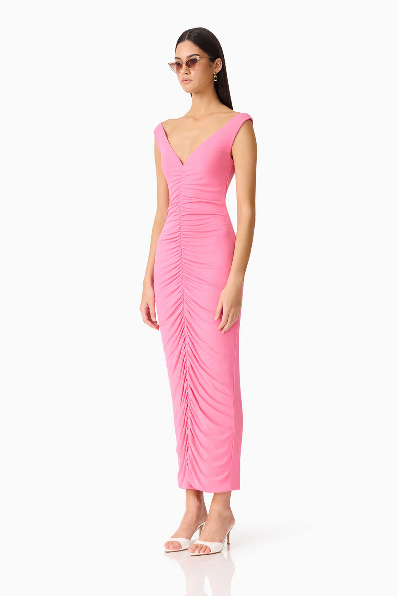 halite maxi dress in pink elliatt CURAAE Ordelia Maxi Dress in Pink XS / Pink