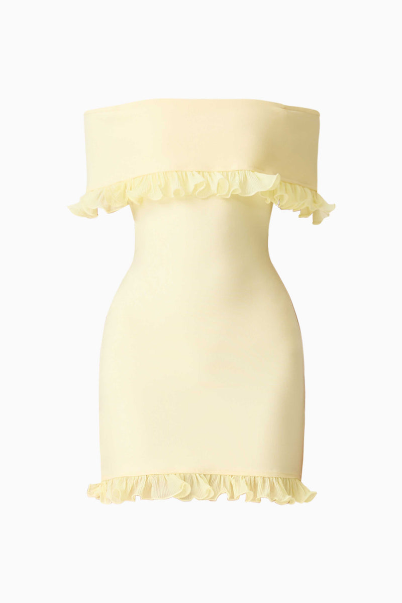 carlita mini dress yellow CURAAE Catiana Mini Dress in Yellow – Elliatt