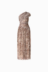 CURAAE Arabelle Maxi Dress in Chocolate Zebra Print ghost shot