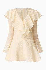 Maribelle Long Sleeve Mini Dress in Lemon Yellow ghost shot