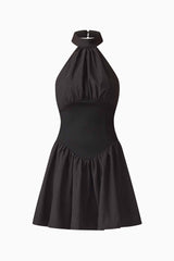 Amaris Halter Mini Dress in Black ghost shot 