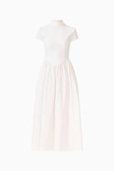 CURAAE Amaris Midi Dress in White ghost shot