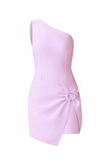 Rafaella One Shoulder Mini Dress in Purple ghost shot