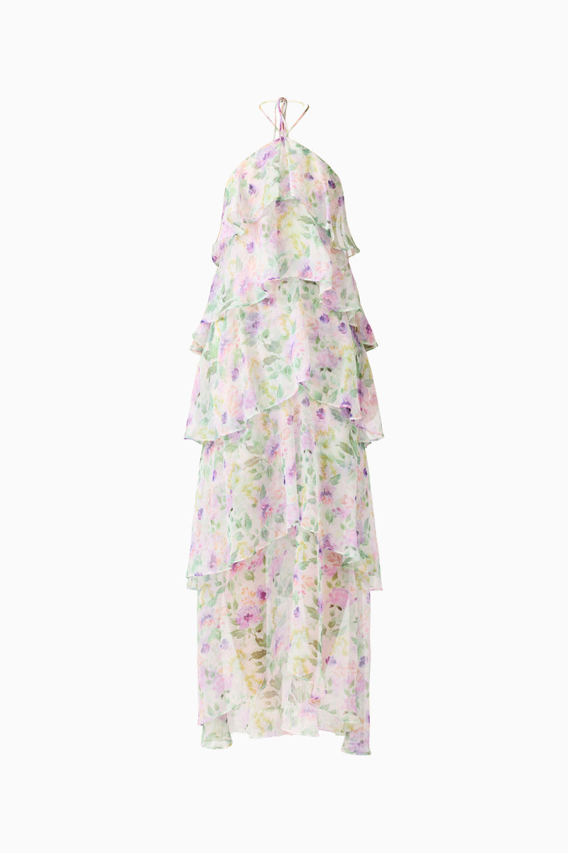 Mirabelle Cocktail Dress in Floral | Halter Neck & Tiered Design  Elliatt