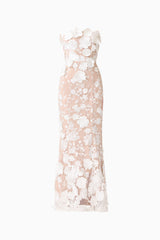 Tiana Floral Maxi Dress in White ghost shot