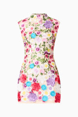 The Rosette Sleeveless Mini Dress in Multi Floral Ghost Shot