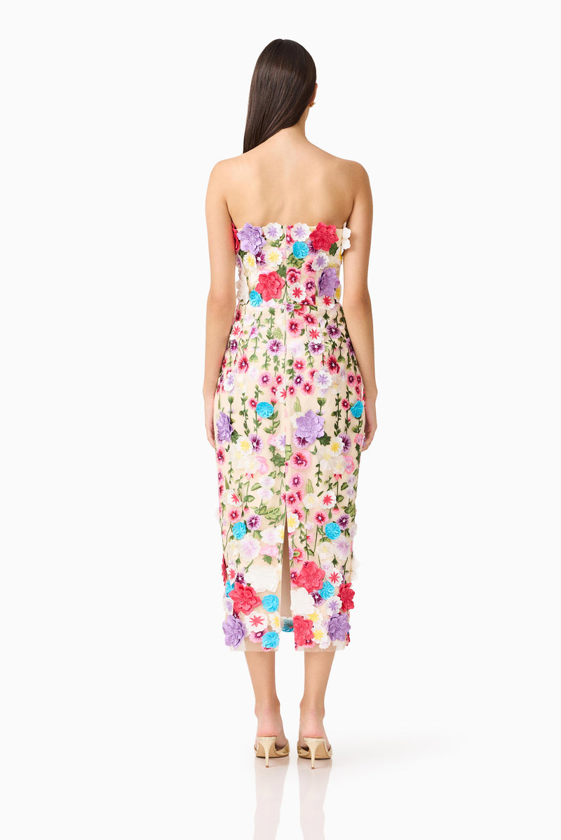 elliatt remix floral embroidered midi dress Rosette Strapless - Multi - XL Blue Rosaceae Swing Dress catching look perfect for autopostr_facebook_70328 Color:Soft Blue Floral