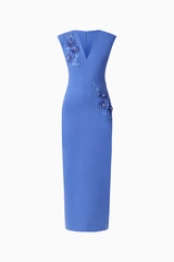 Talitha Column Maxi Dress in Cornflower Blue ghost shot