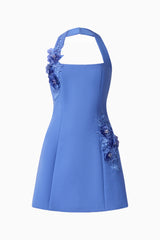 Talitha Halter Mini Dress in Cornflower Blue ghost shot