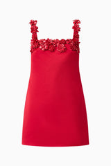 The Lucetta Shift Mini Dress in Red ghost shot