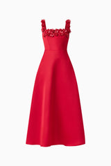 The Lucetta Fit & Flare Midi Dress in Red ghost shot