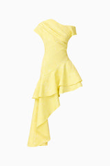 The Luella Asymmetrical Gown in Yellow ghost shot