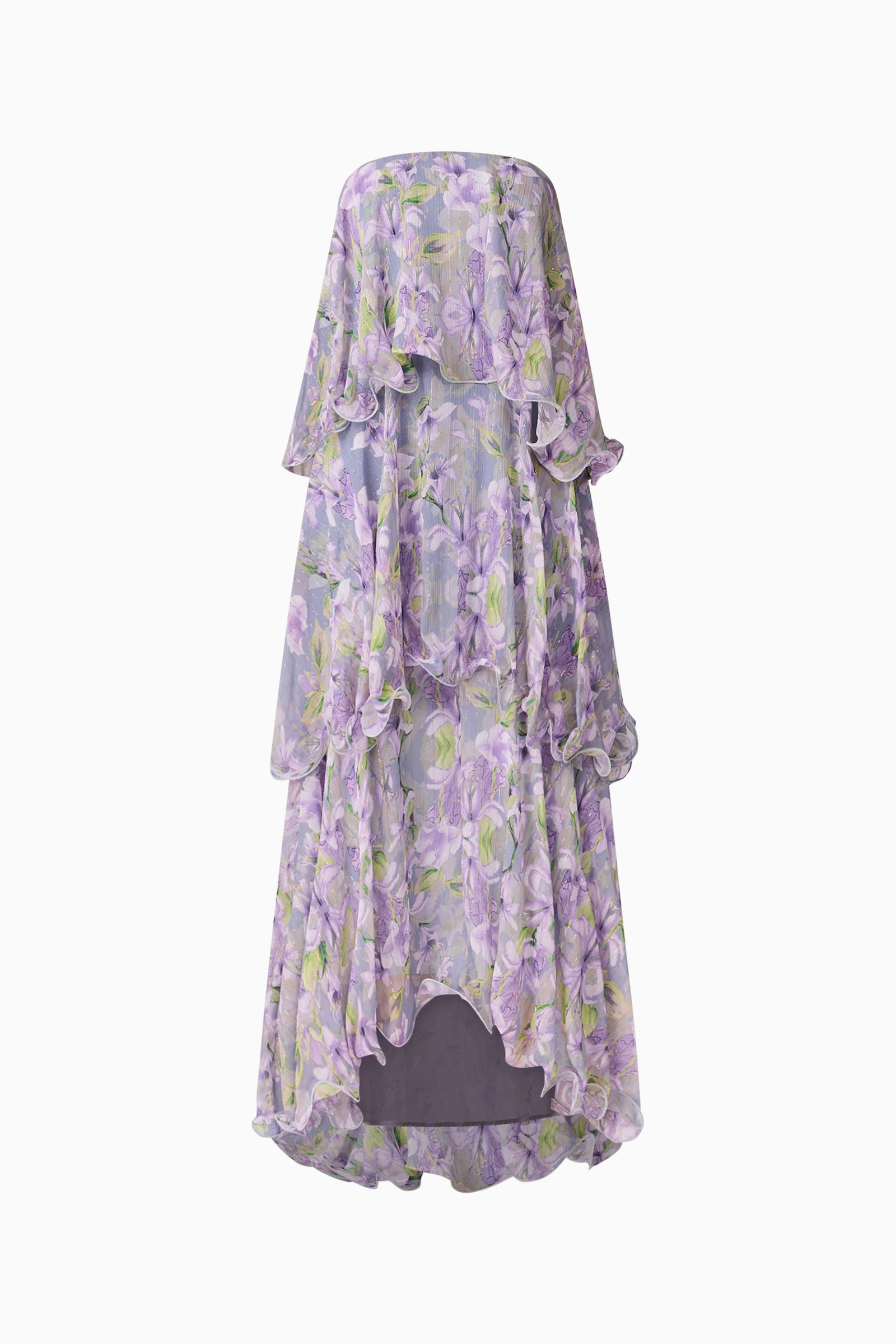 open lace back dress Elliatt Milena Strapless Maxi Dress in Purple Floral – TrenLend main image 0