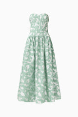Lisette Sweetheart Gown in Sea Green with jacquard fabrication ghost shot