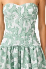 Lisette Sweetheart Gown in Sea Green with jacquard fabrication detail shot