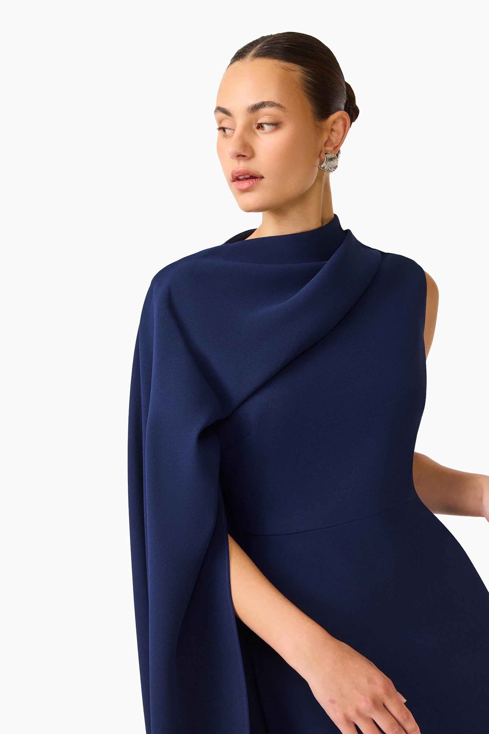 navy blue cape dress Leonara Asymmetric Maxi in Deep Buy The Juliette Maxi Custom fit. Size:4 (AU) published_date:2026-05-20T22:49:19Z