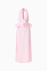 Fiorina Halter Neck Gown in Pale Pink with  peplum detailing ghost shot
