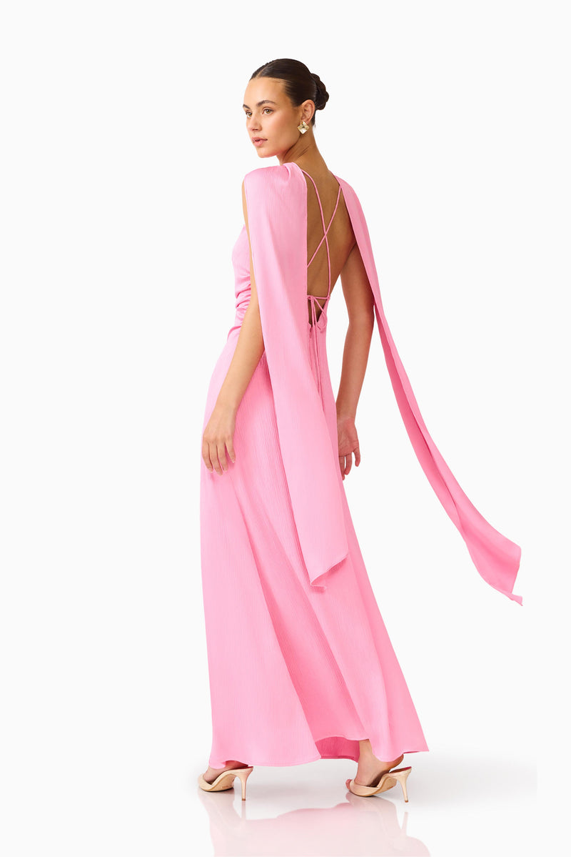 Calista Neck Scarf Gown in Pink