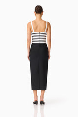 Ninette Coulum Midi Dress in Black & White with a zipper back shot
