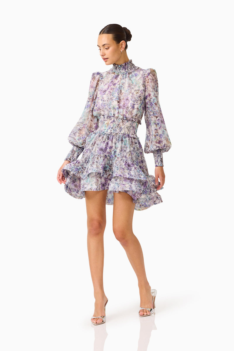 purple floral mini dress Rosaria Long Sleeve - - XL cutout mini dress the Flutter Away Berry Stylish & Trendy Green Dress Size:2