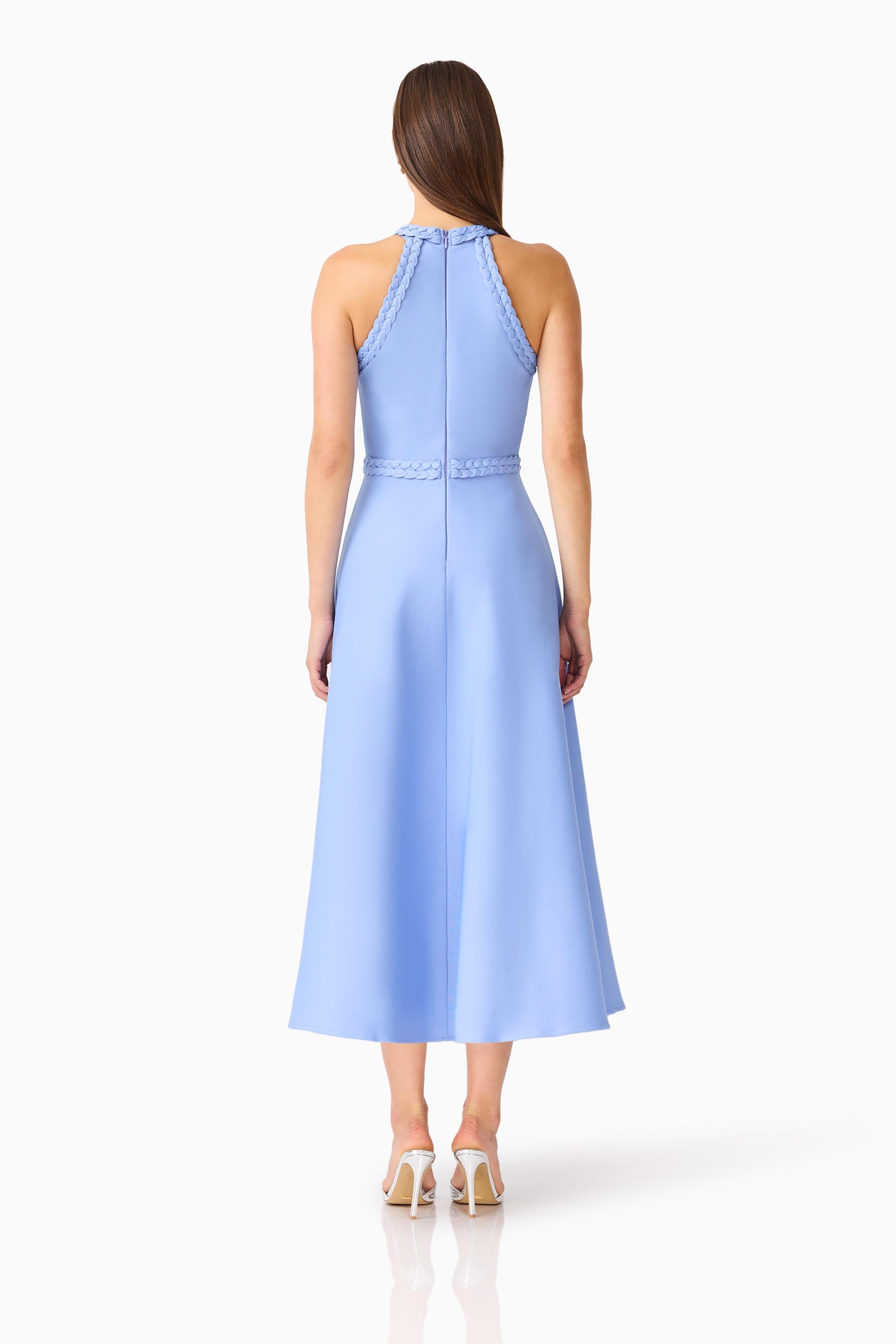 Floriana Halter Midi Dress - Cornflower Blue - XL