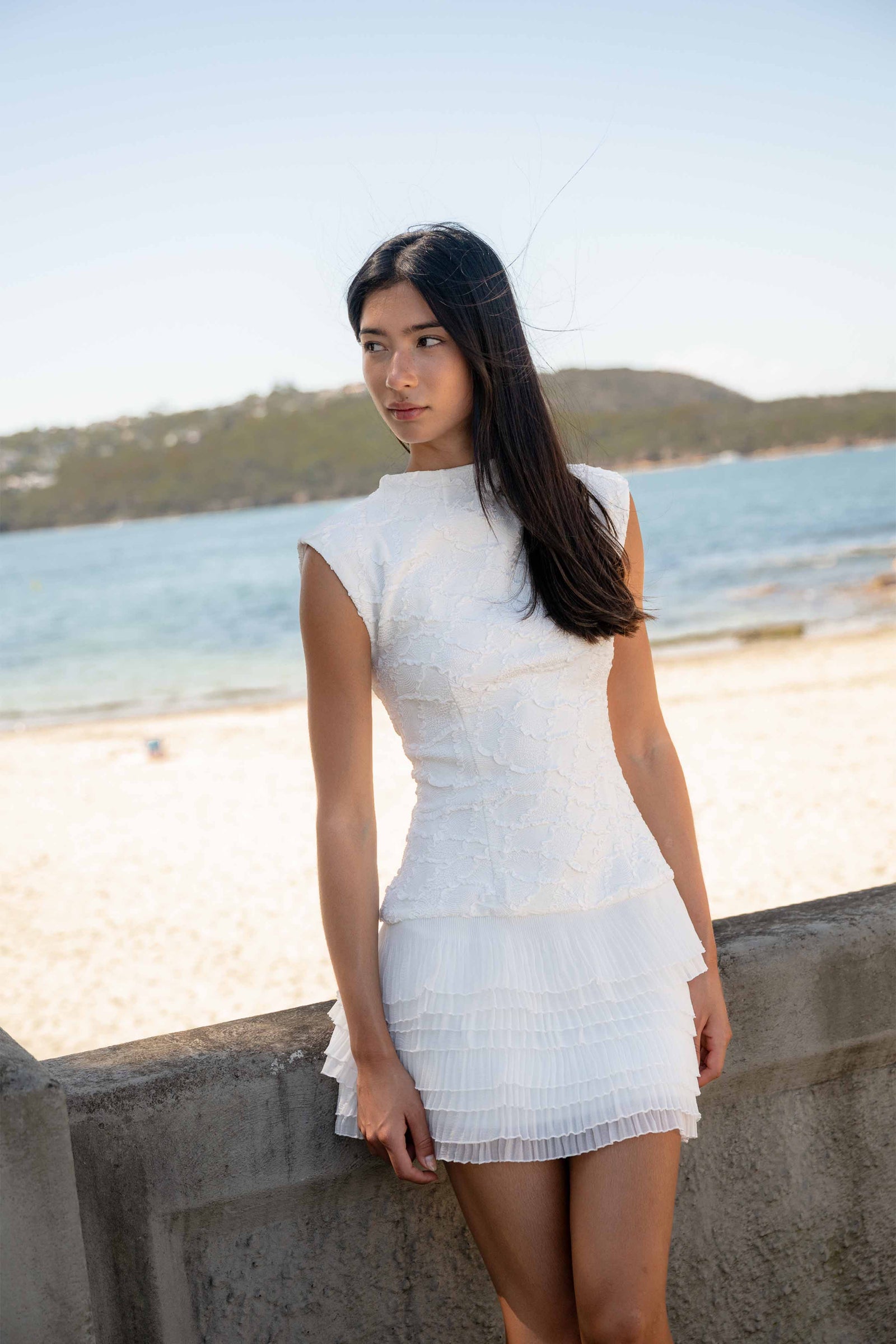 tiered mini dress formal Aria Tiered Ruffle Mini Dress  Shop American Threads Online Boutique White / S