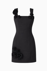 Trompe 3D Floral Mini Dress Black ghost shot