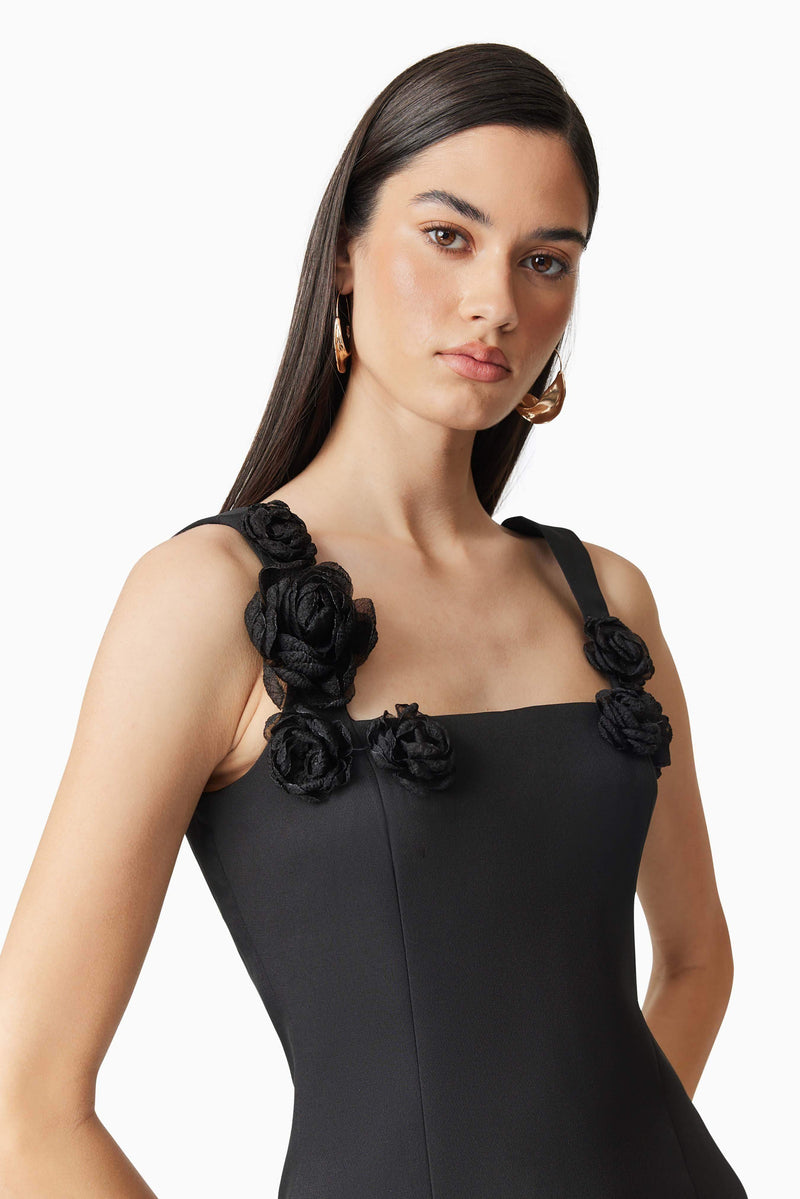 Trompe 3D Floral Mini Dress Black Elliatt Trompe 3D Floral Mini Dress Black Elliatt