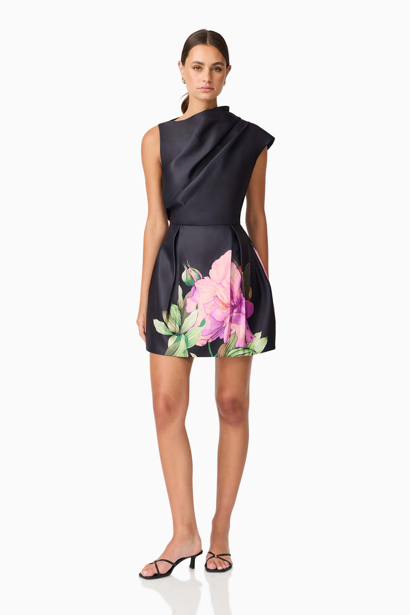 elliatt azelie asymmetric high-neck mini dress Azelie Asymmetrical Gown in Black