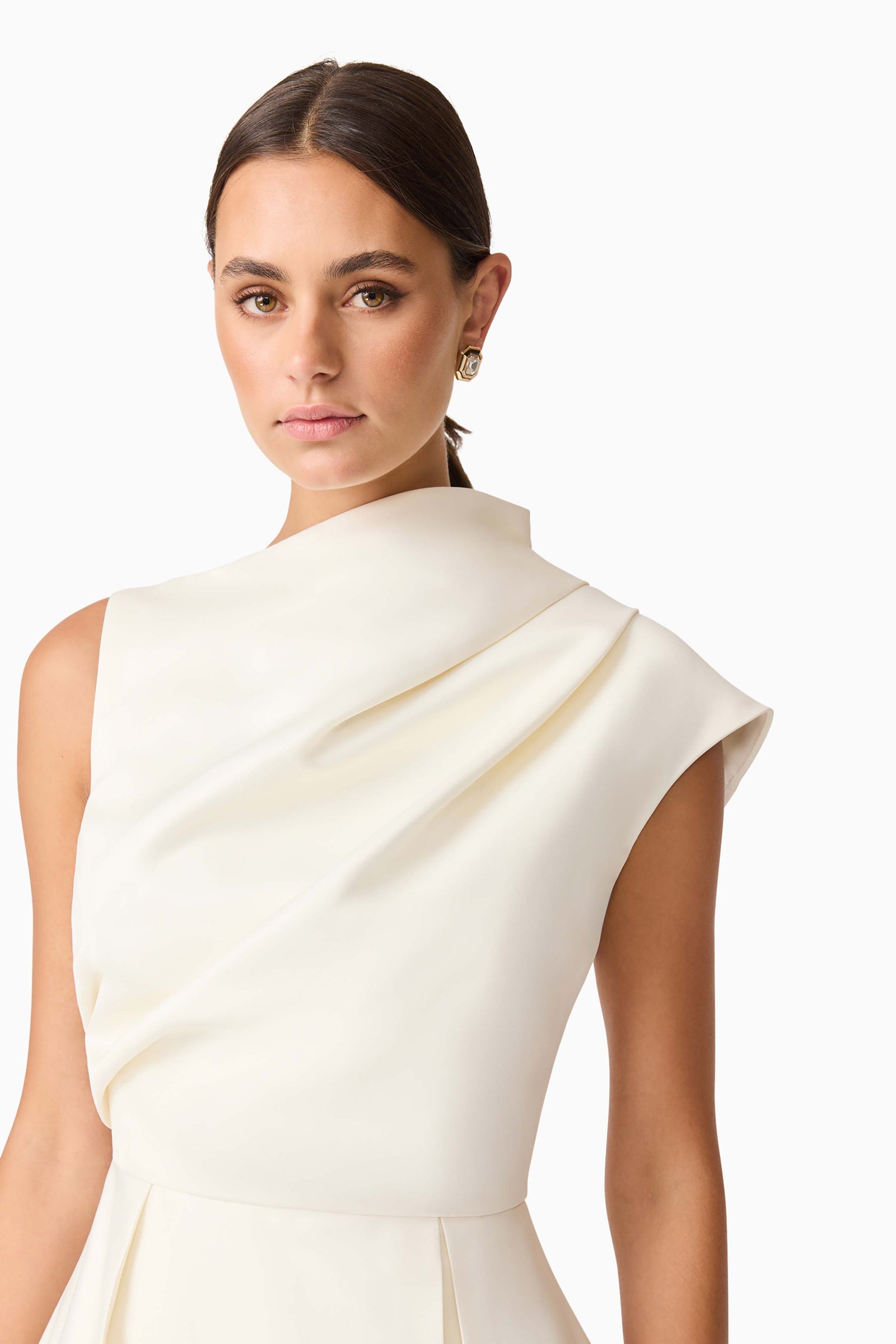 Azelie Asymmetrical Mini Dress in White | Tulip Mini Dress  Elliatt