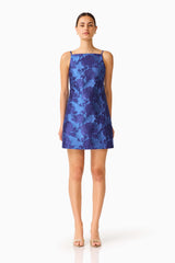 Sorelle Shift Mini Dress in Cobalt Blue with a square neckline and sleeveless style front shot