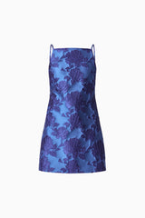 Sorelle Shift Mini Dress in Cobalt Blue with a square neckline and sleeveless style ghost shot