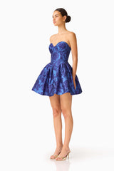 Sorelle Bustier Mini Dress in Cobalt Blue with a sweetheart neckline & fit and flare silhouette side shot