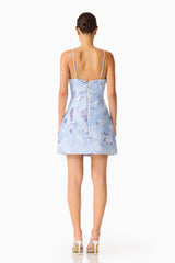 Aurae Embellished Mini Dress in Sky Blue with a back zipper back shot