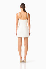 Solenne Party Mini Dress in White with an  invisible zipper closure back shot