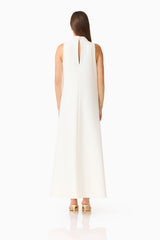 Solenne Halter Maxi Dress in White with - Back keyhole & relaxed fit back shot