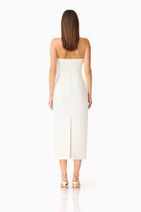 Solenne Column Midi Dress in White with an invisible zipper closure back shot