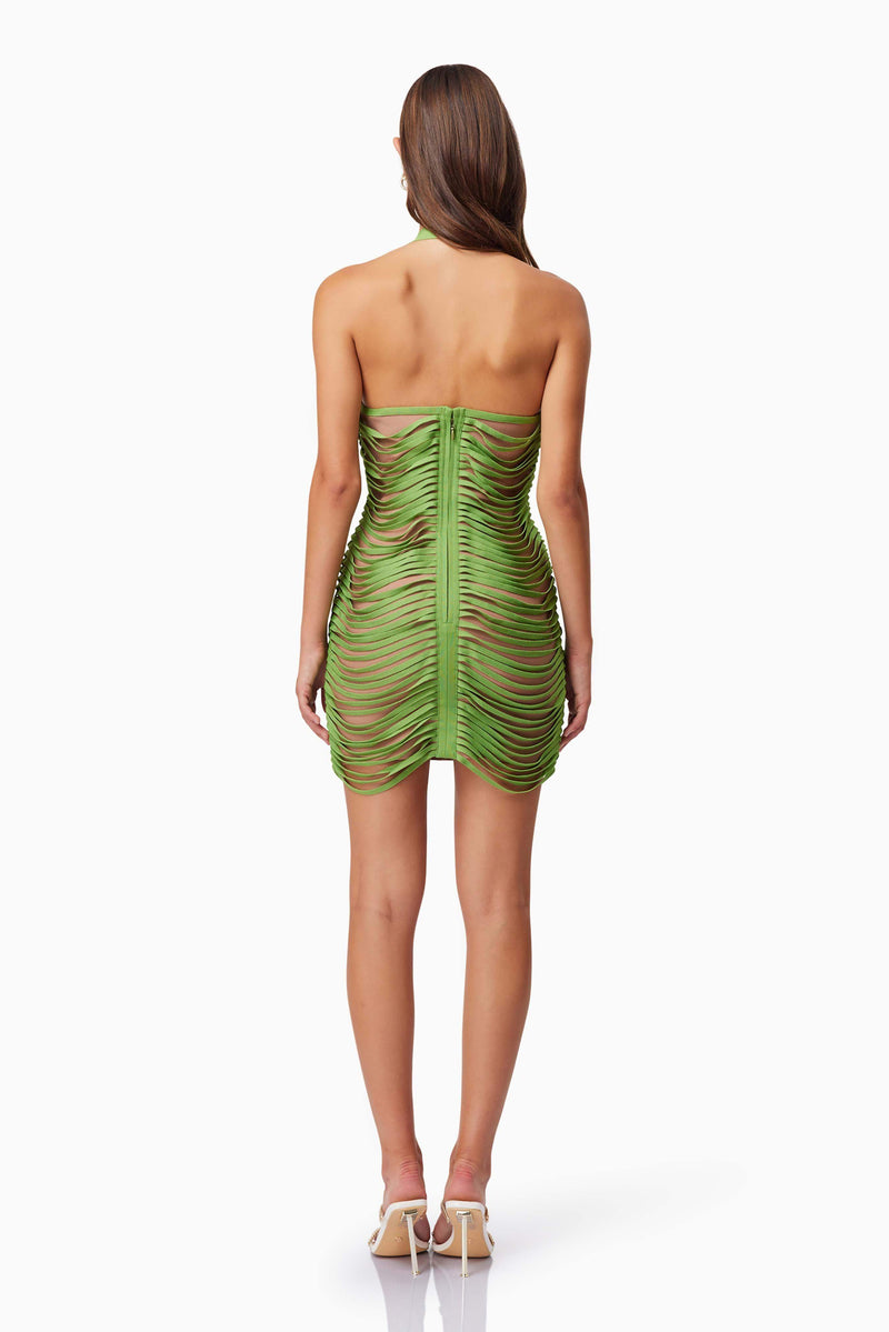 Stella Halter Neck Mini Dress In Green Elliatt Stella Halter Neck Mini Dress In Green Elliatt