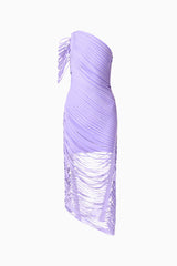 Alya Asymmetrical Midi Dress in Purple ghost shot 