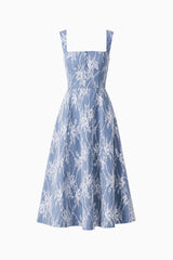 Safia Midi Dress in Blue ghost shot