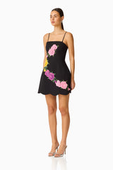 Laurentia Strapless Mini Tulip Dress in Black