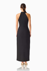 Laurentia Maxi Gown in Fuchsia Black with centre back invisible zipper closure back shot