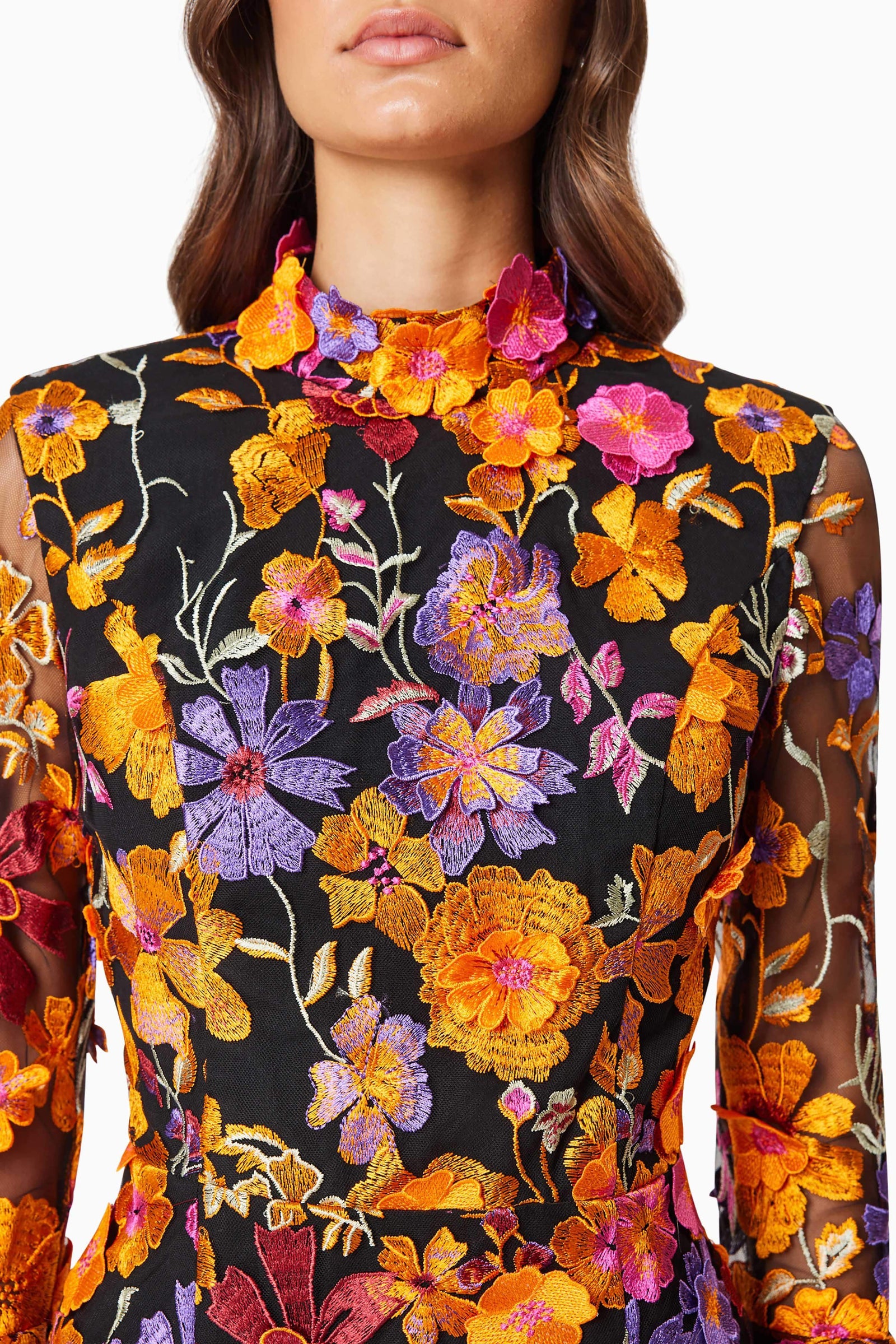 Alessandra Floral Long Sleeve Mini Dress In Orange – Elliatt