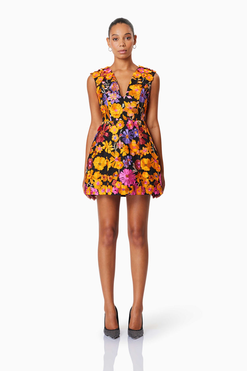 Alessandra Floral Mini Dress In Orange Elliatt Alessandra Floral Mini Dress In Orange Elliatt