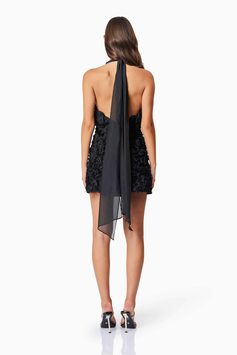 Megan Halter Neck Mini Dress In Black Elliatt Megan Halter Neck Mini Dress In Black Elliatt